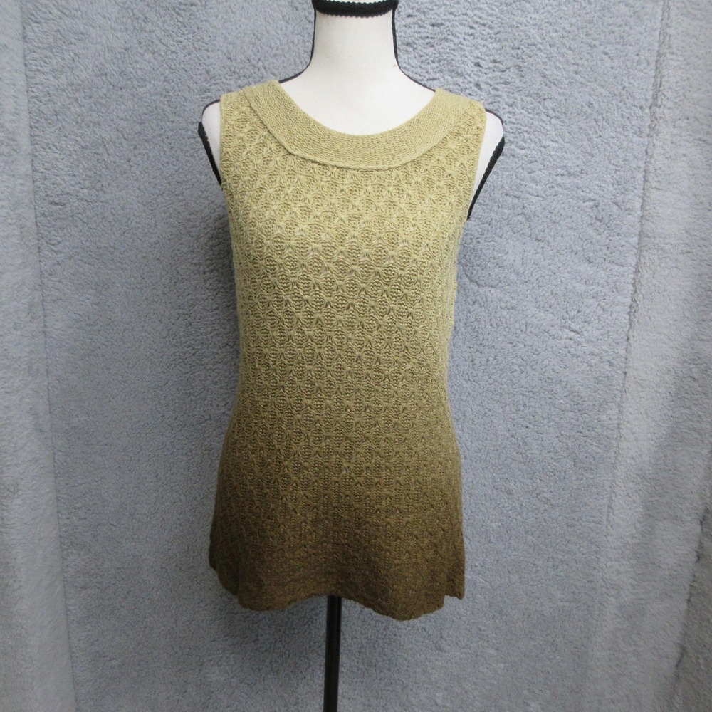 Colour Works Crochet Tank Top Womens Brown Ombre Textured Boho Cottagecore Coast